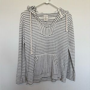 Billabong Black & White Striped Hooded Pullover